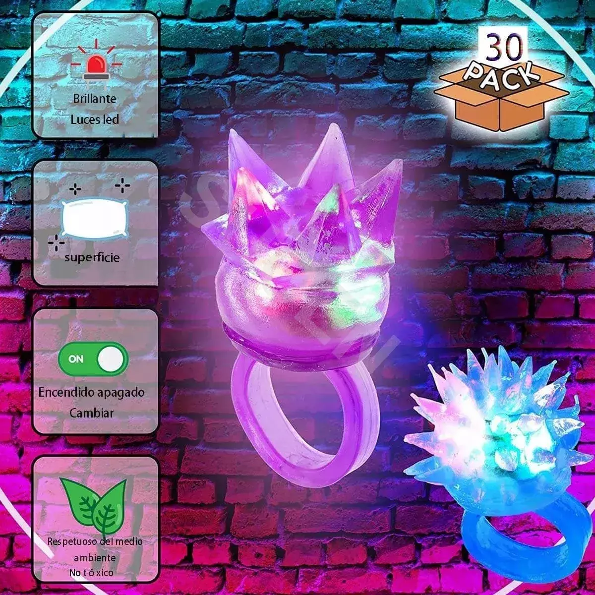 Anillos LED Multicolor Luminosos 36 Piezas Fiesta Infantil Decoración-4