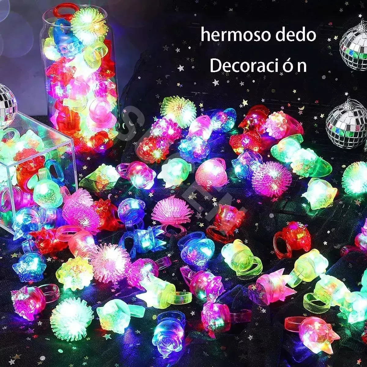 Anillos LED Multicolor Luminosos 36 Piezas Fiesta Infantil Decoración-5