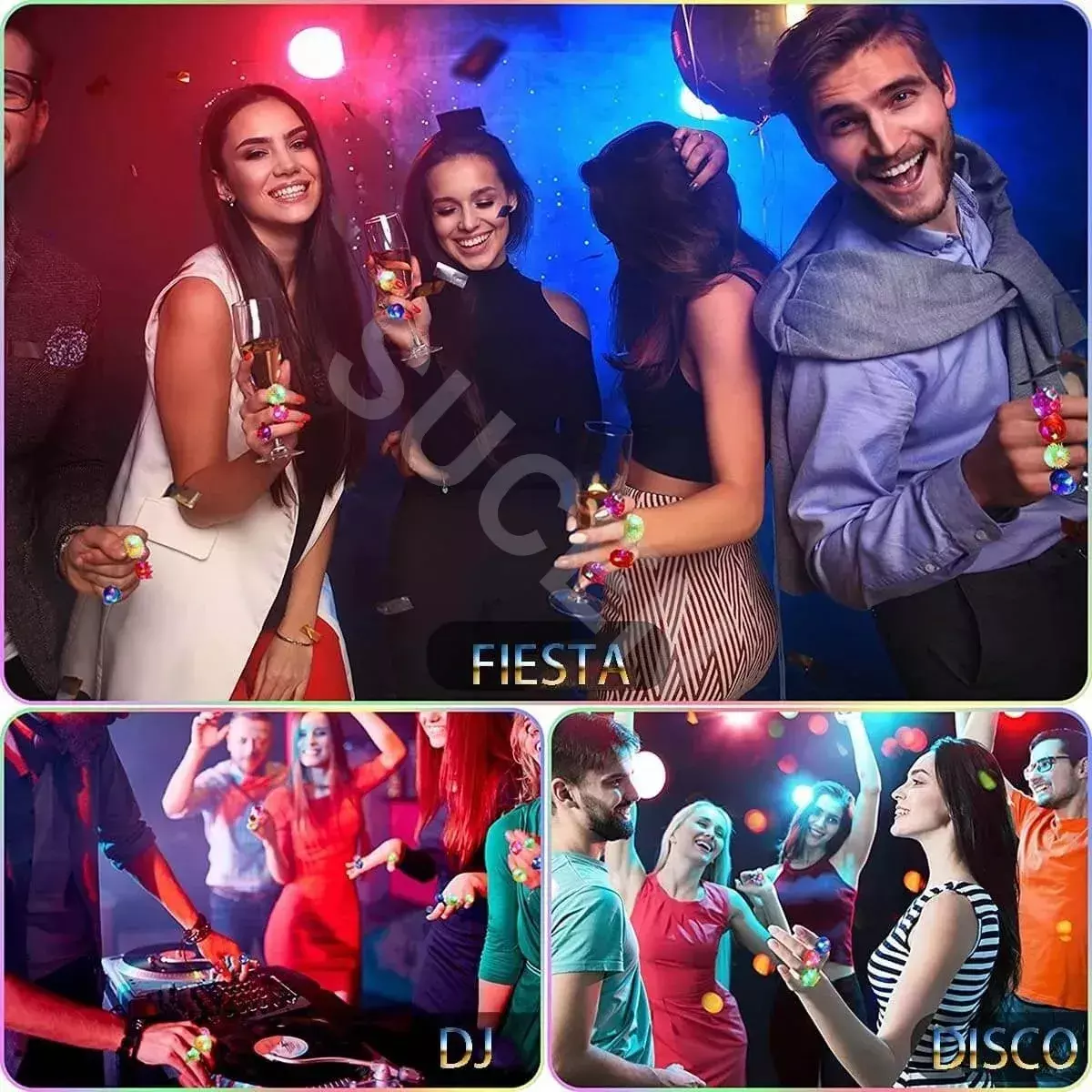 Anillos LED Multicolor Luminosos 36 Piezas Fiesta Infantil Decoración-7