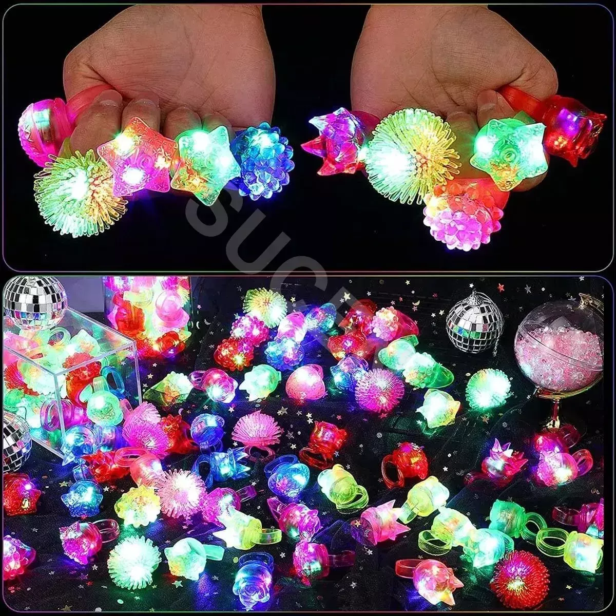 Anillos LED Multicolor Luminosos 36 Piezas Fiesta Infantil Decoración-9