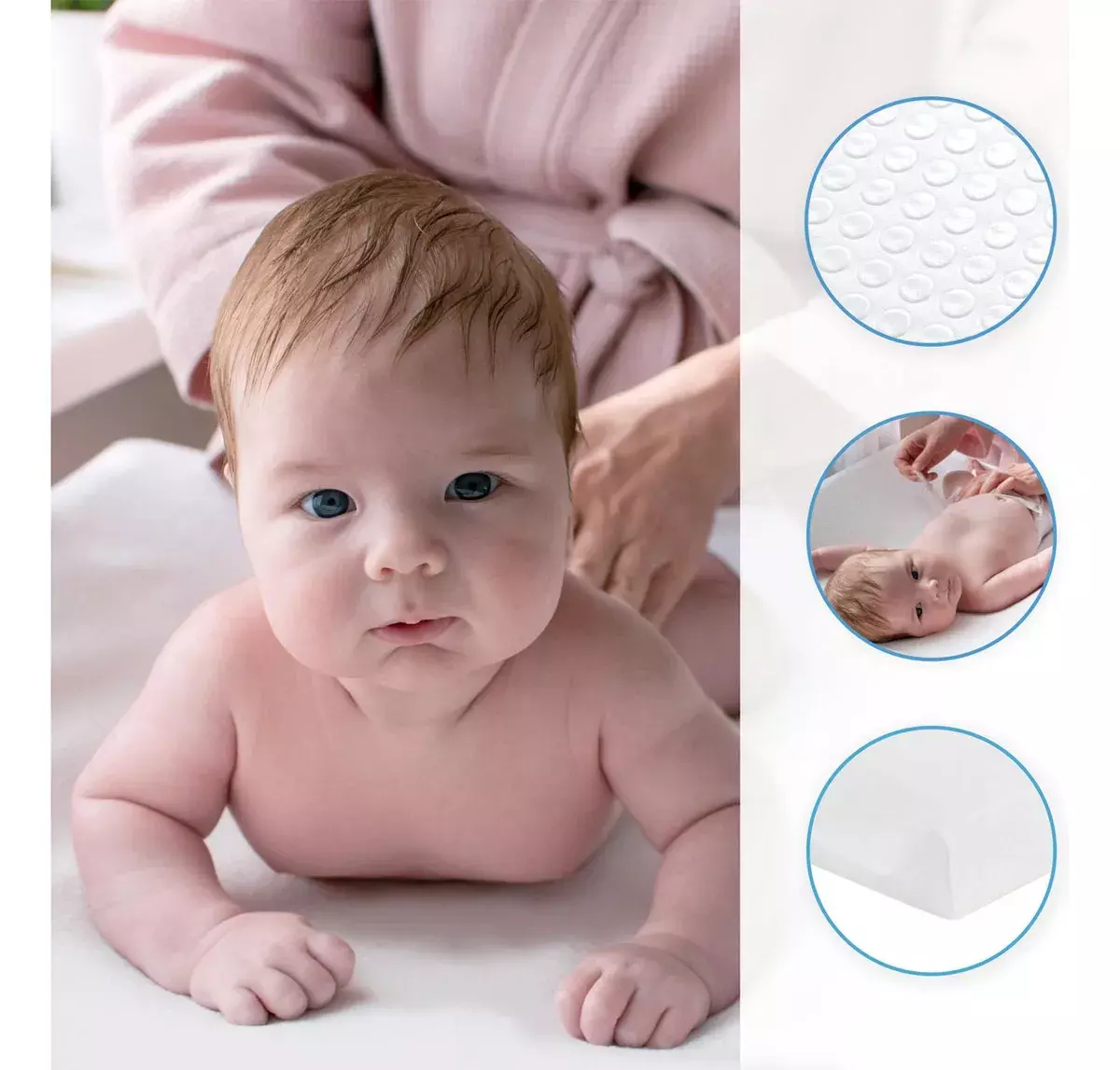 Cambiador Para Bebés Impermeable Tejido PEVA Lavable 80x40 cm-5
