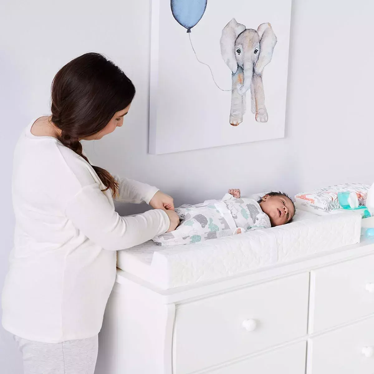 Cambiador Para Bebés Impermeable Tejido PEVA Lavable 80x40 cm-8