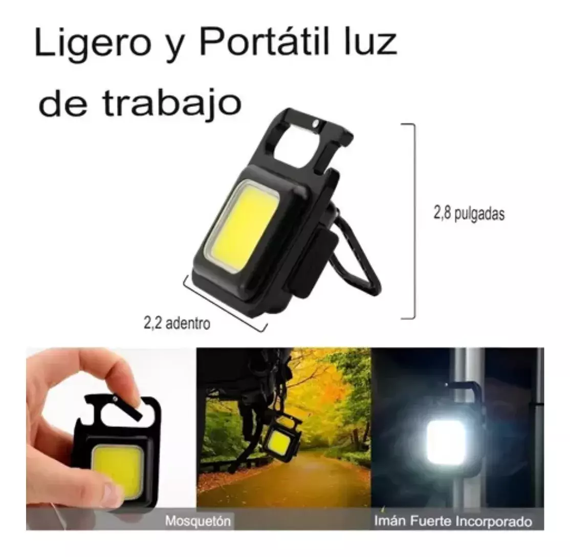 Llavero Luz de Trabajo LED Recargable COB 800 Lúmenes Impermeable-3