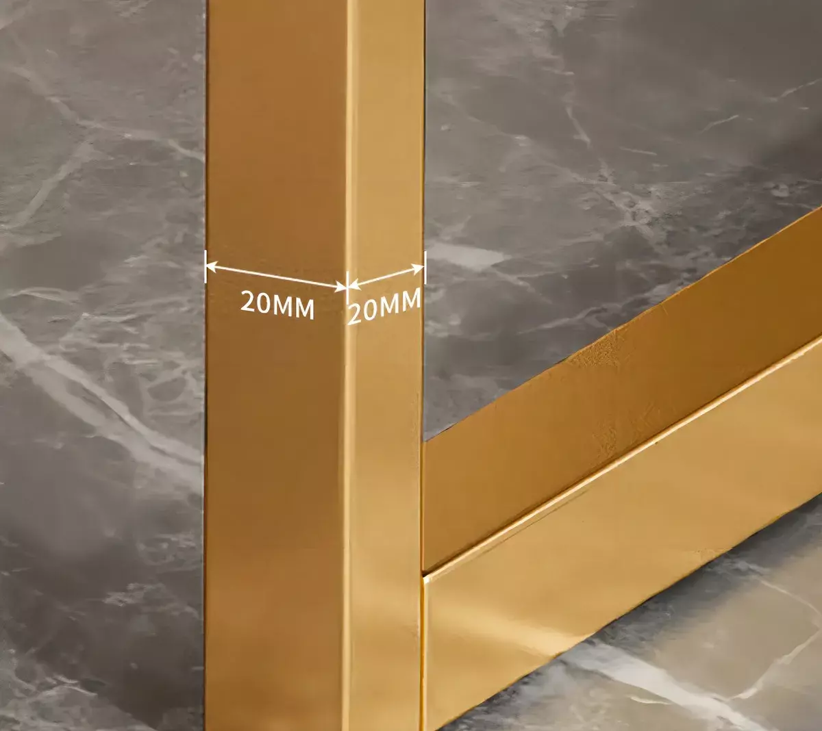 Mesa Auxiliar Redonda Madera Mármol Blanco Base Metal Dorado 60cm-3