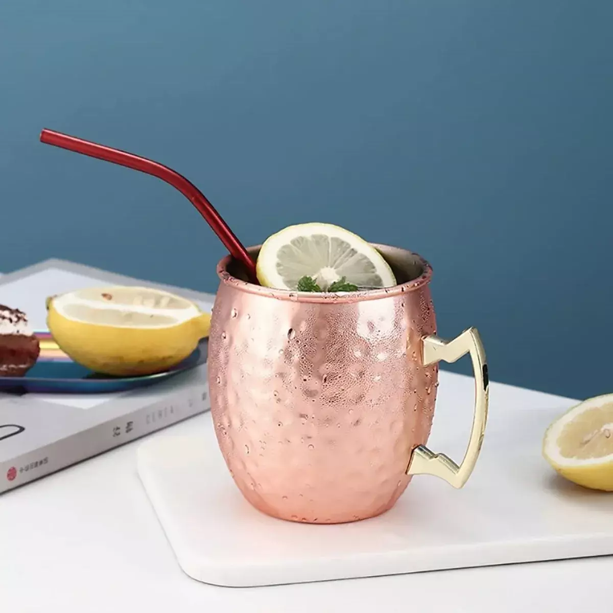 Juego de Tazas para Moscow Mule Cobre Martillado 4 Piezas-3