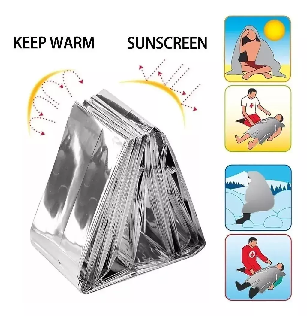 Manta Térmica de Emergencia Impermeable Reflectante 210x140 cm-6