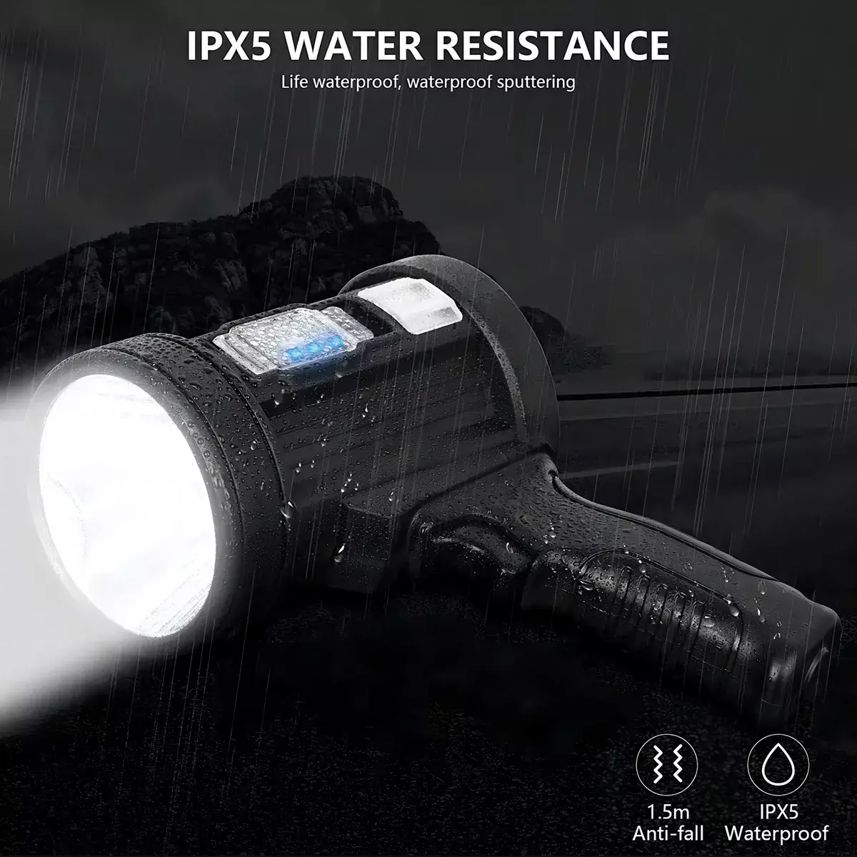 Linterna Recargable LED Alta Potencia Impermeable IPX6 Con Panel Solar y Filtros Tricromáticos-4