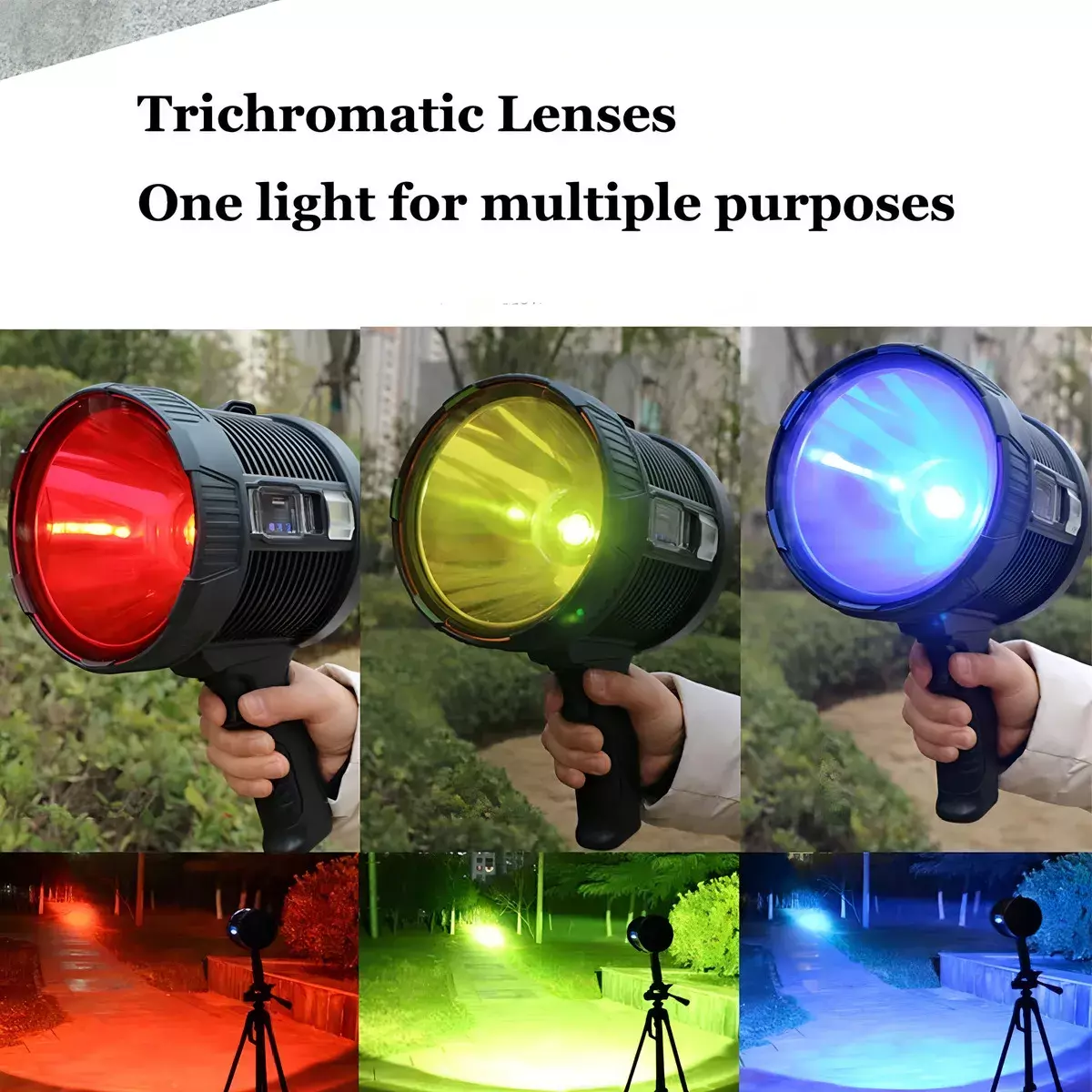 Linterna Recargable LED Alta Potencia Impermeable IPX6 Con Panel Solar y Filtros Tricromáticos-6
