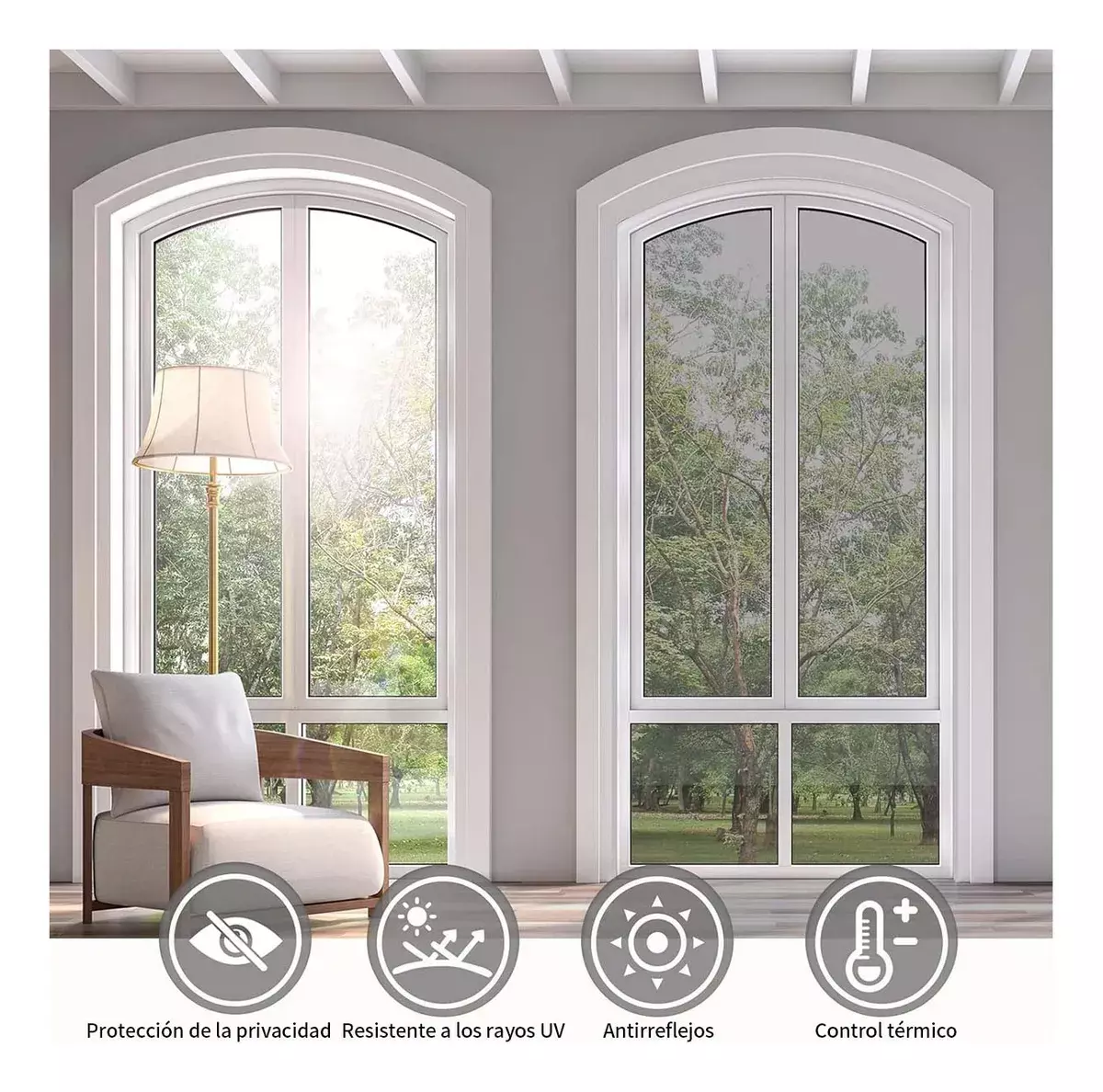 Película Para Ventanas Protección UV Reflectante Control Térmico 50x1000cm-3