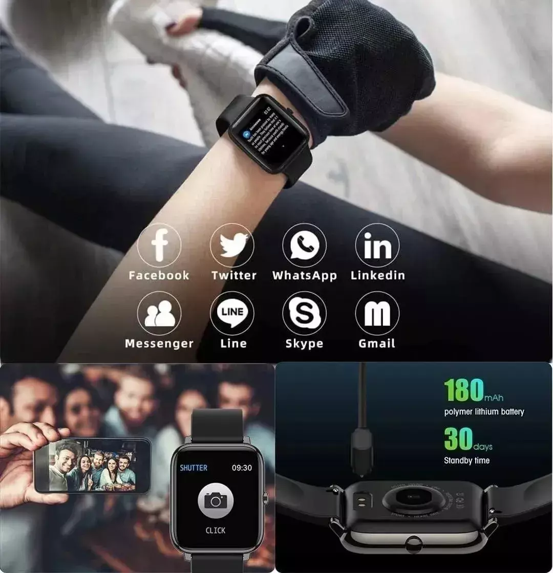 Smartwatch Pantalla Táctil Color 1.4" Monitor de Salud y Modo Deportivo-6