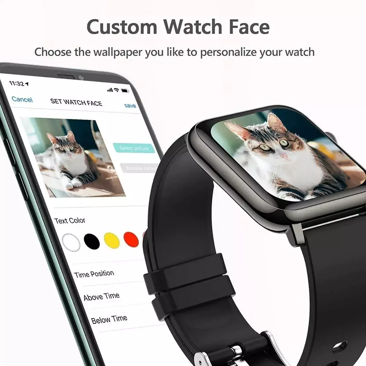 Smartwatch Pantalla Táctil Color 1.4" Monitor de Salud y Modo Deportivo-8