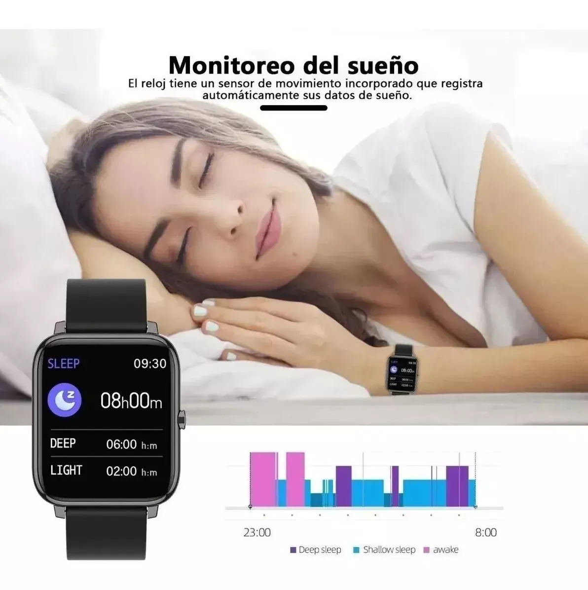 Smartwatch Pantalla Táctil Color 1.4" Monitor de Salud y Modo Deportivo-9