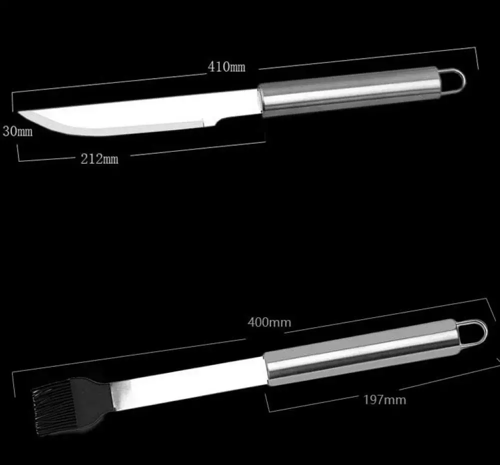 Set de Utensilios para Parrilla Acero Inoxidable con Estuche-2