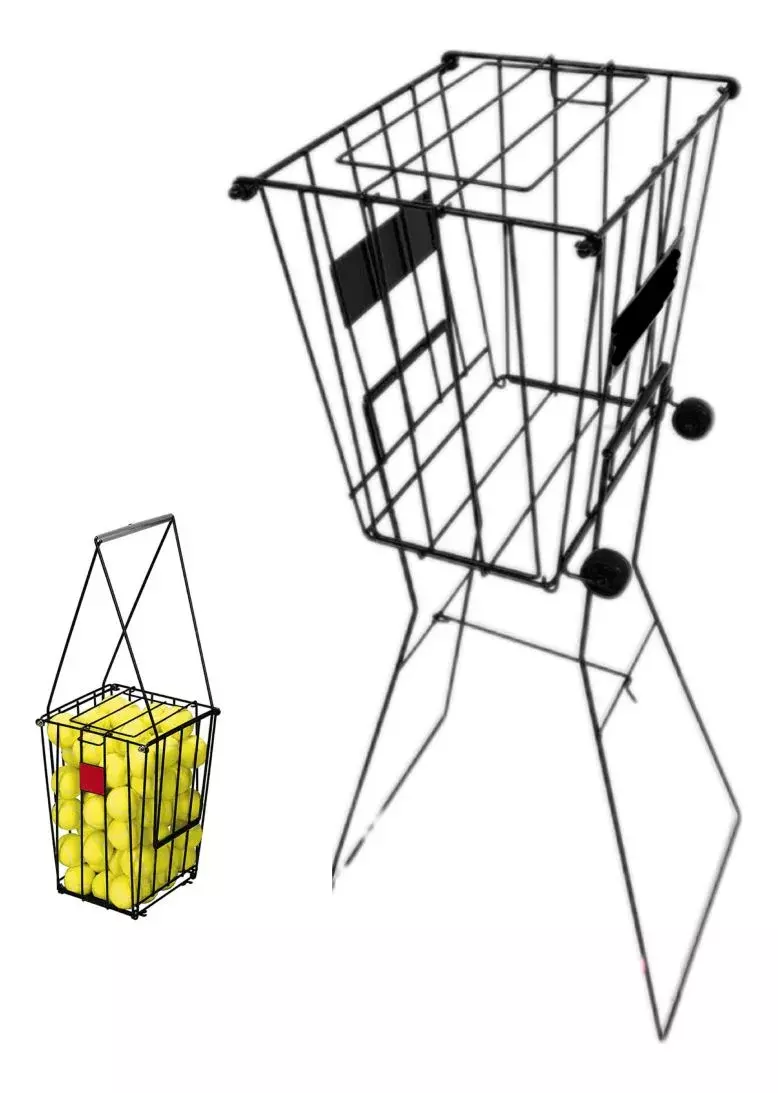 Carro Porta Pelotas de Tenis Metálico con Ruedas 30x25x91 cm-9