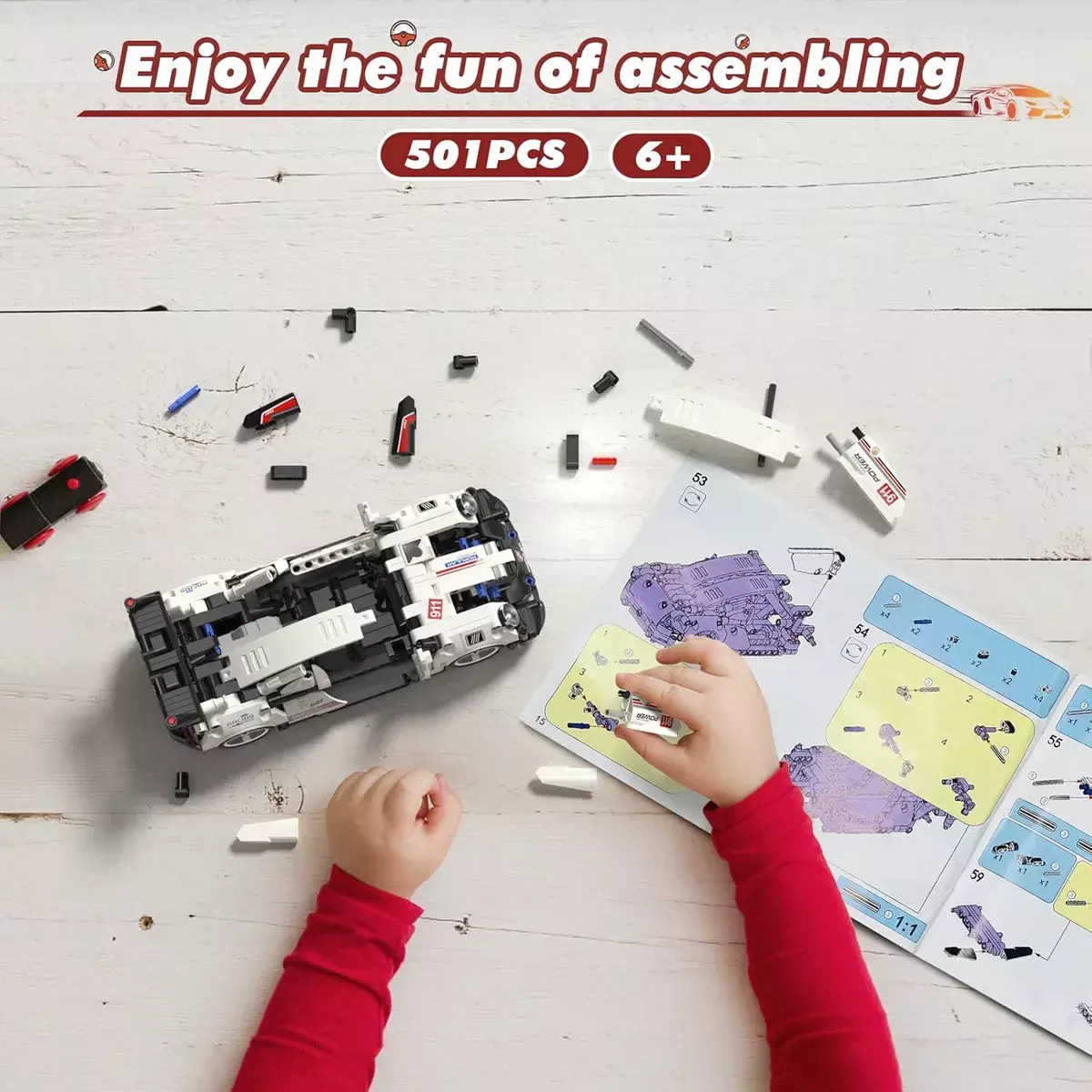 Auto Deportivo de Bloques de Construcción 501 Piezas Retroceso 6+ Años-8