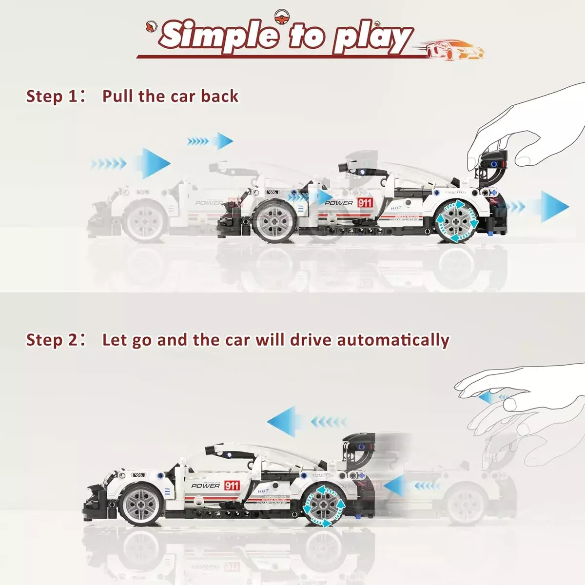 Auto Deportivo de Bloques de Construcción 501 Piezas Retroceso 6+ Años-9