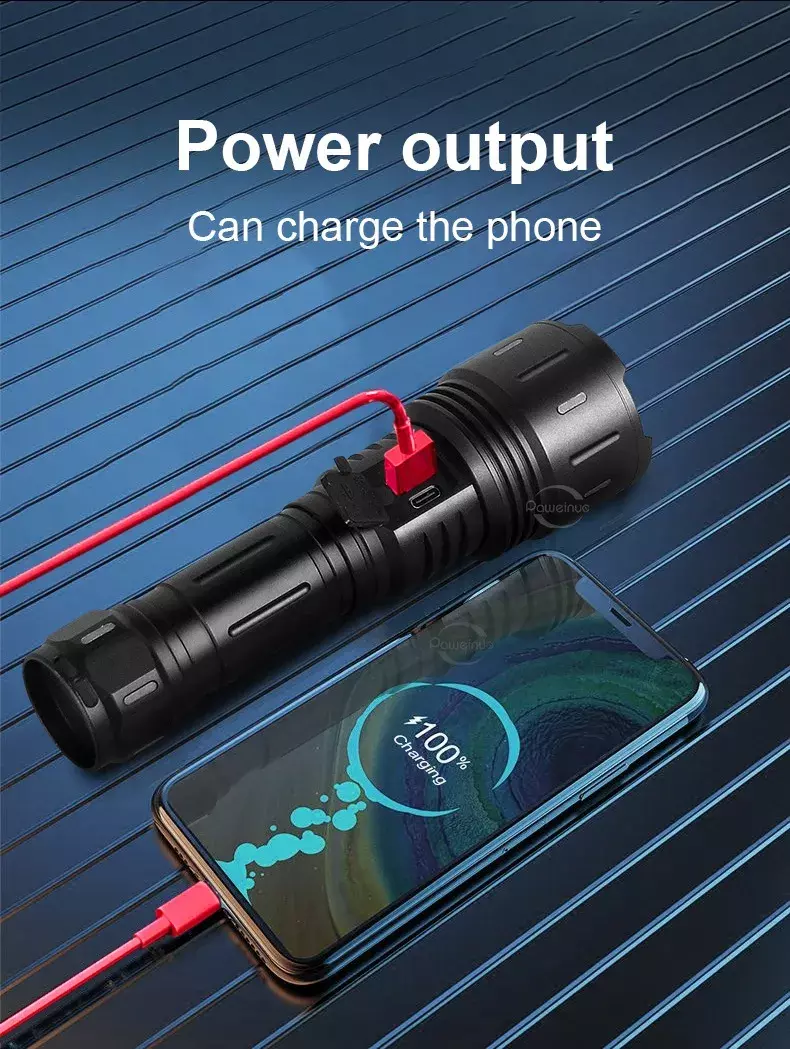 Linterna LED IPX6 Recargable USB Tipo-C 5 Modos Alumino-6
