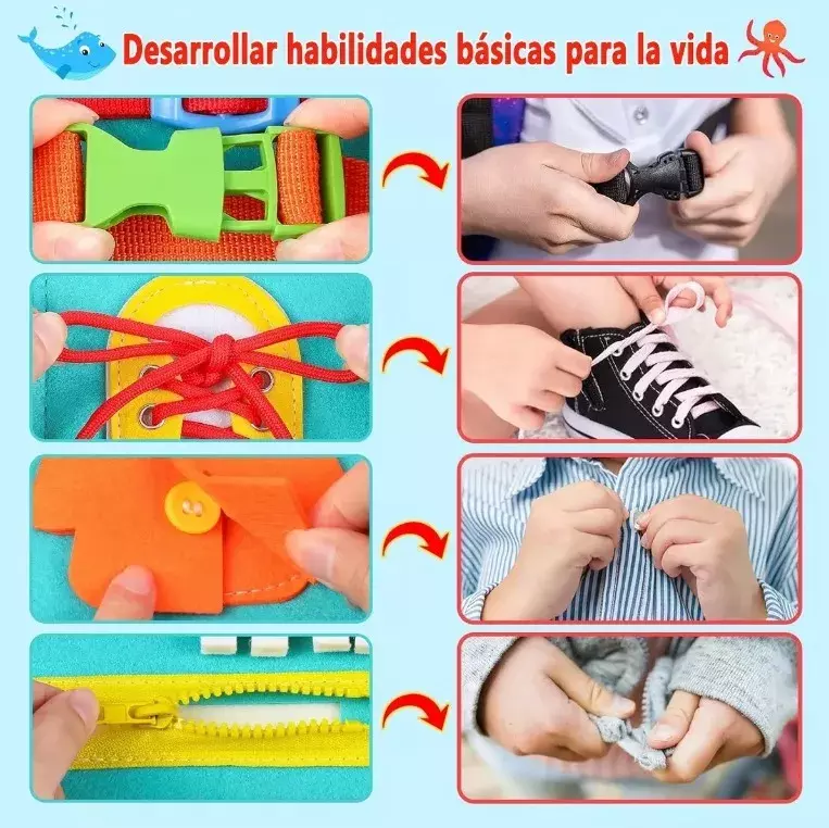 Tablero Montessori Portátil 7 en 1 Actividades Educativas-3