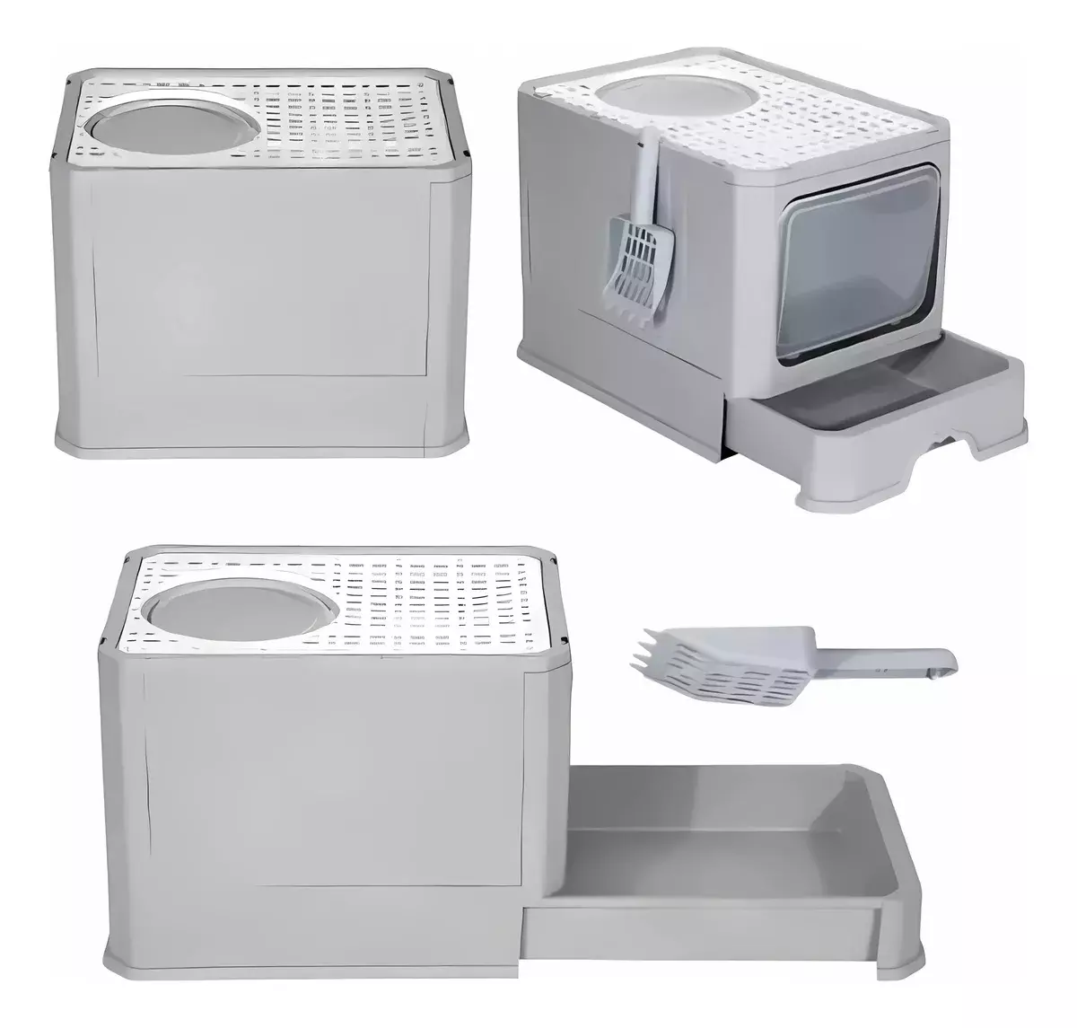 Caja De Arena Para Gatos Diseño Cerrado Perforado Desmontable-2