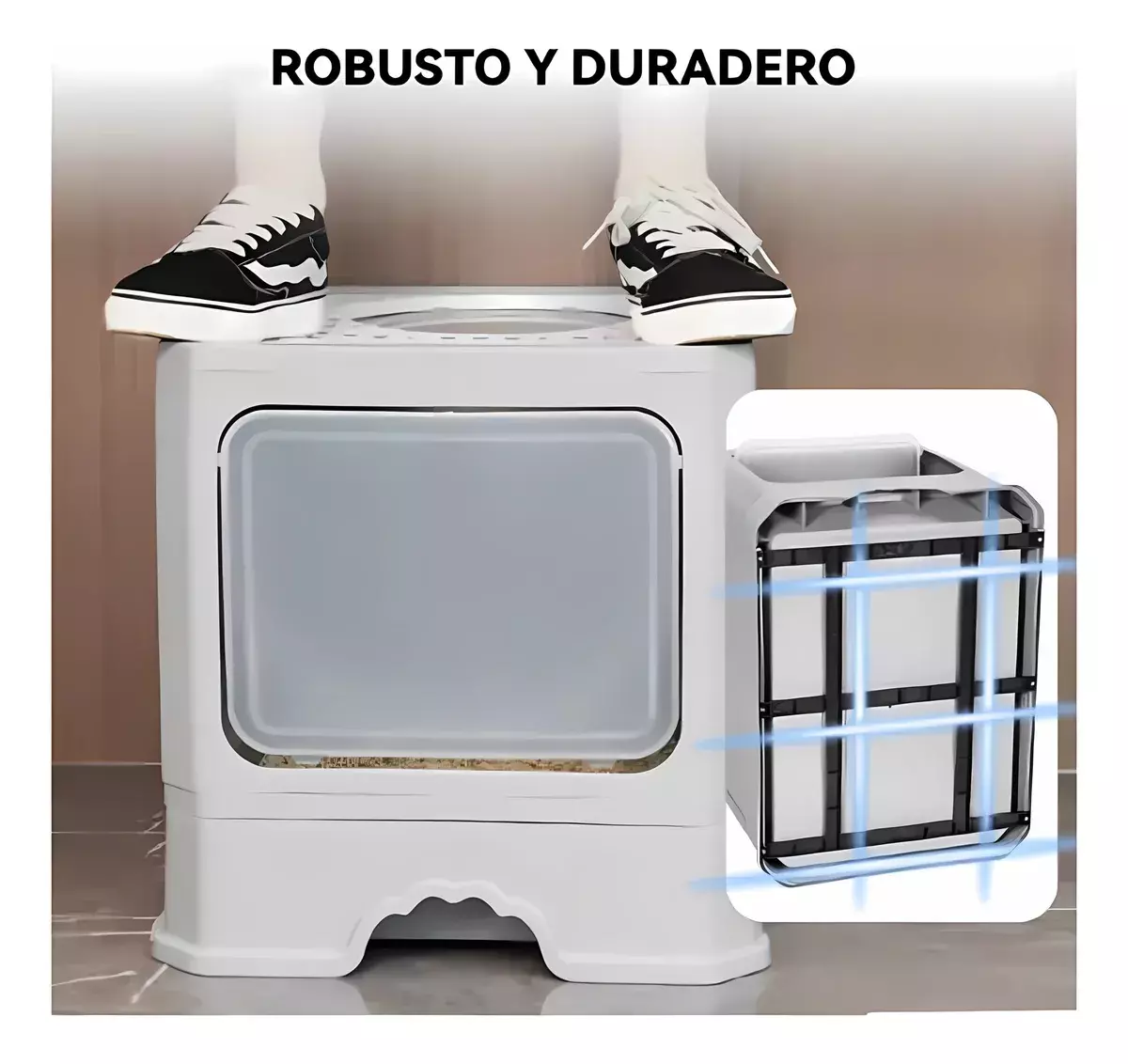 Caja De Arena Para Gatos Diseño Cerrado Perforado Desmontable-4