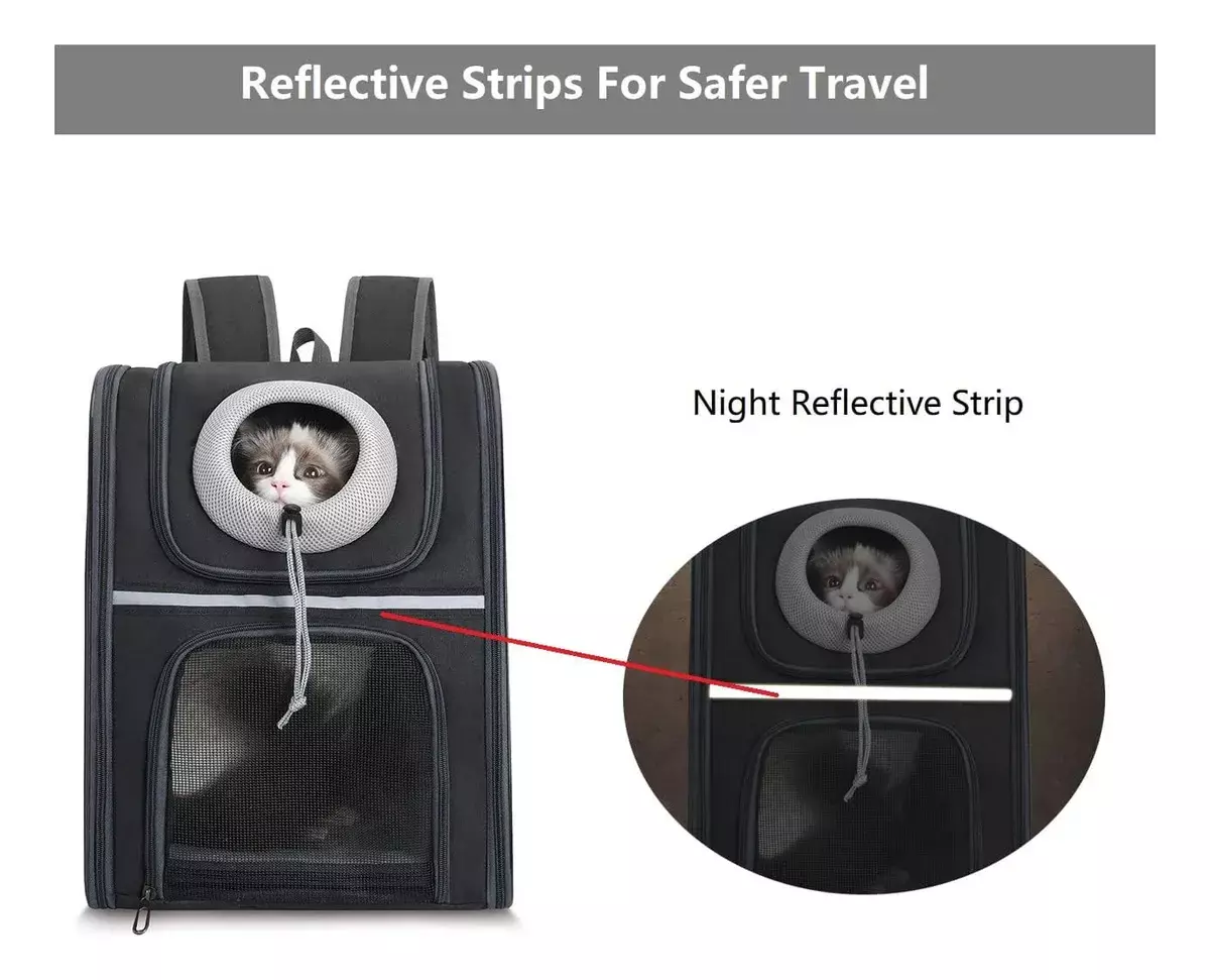 Mochila Transportadora para Mascotas Reflectante Plegable Oxford PVC Gris-2