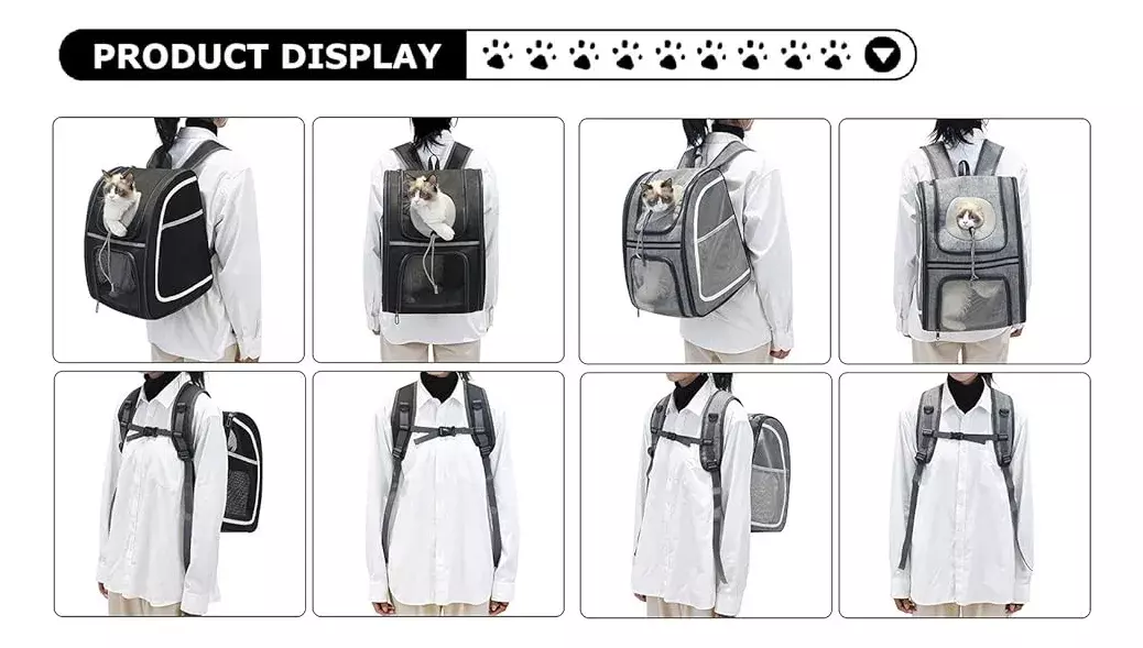 Mochila Transportadora para Mascotas Reflectante Plegable Oxford PVC Gris-4