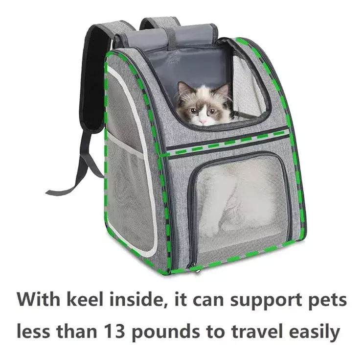 Mochila Transportadora para Mascotas Reflectante Plegable Oxford PVC Gris-5