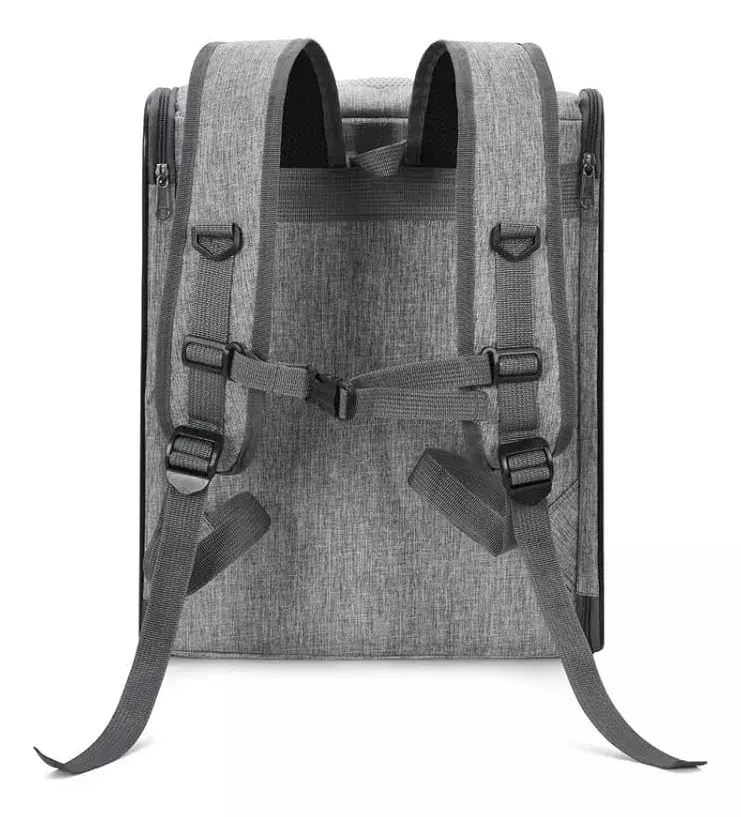 Mochila Transportadora para Mascotas Reflectante Plegable Oxford PVC Gris-6