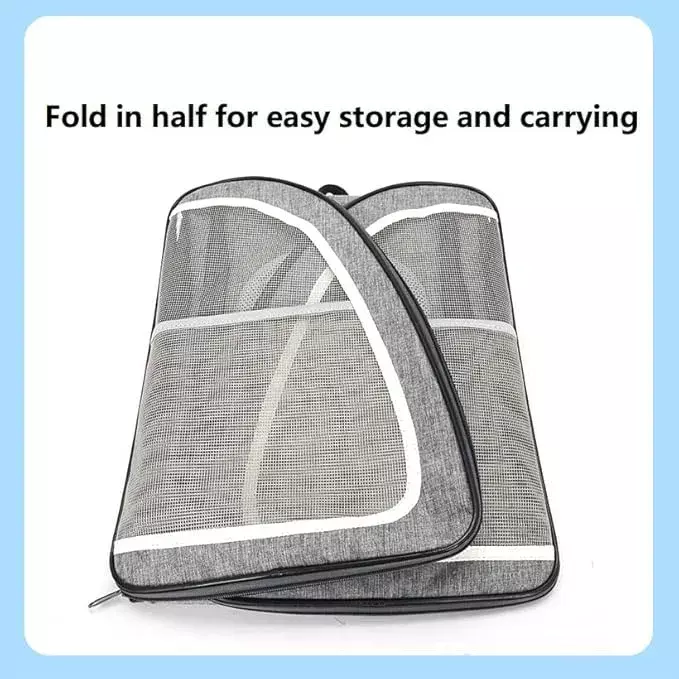 Mochila Transportadora para Mascotas Reflectante Plegable Oxford PVC Gris-7