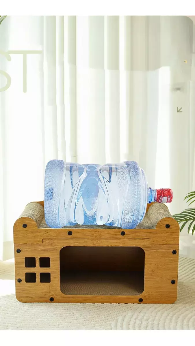 Cueva Rascador para Gatos Madera Cartón Corrugado 55 cm-4