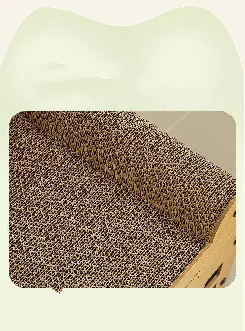 Cueva Rascador para Gatos Madera Cartón Corrugado 55 cm-8