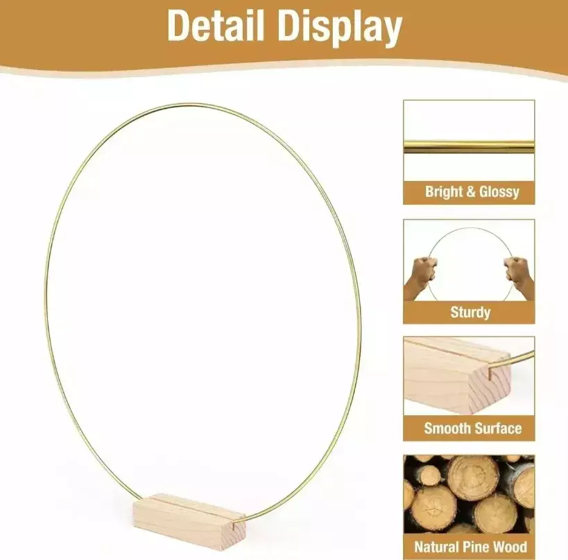Aros Decorativos Metálicos con Base de Madera 25 cm Pack de 12-2