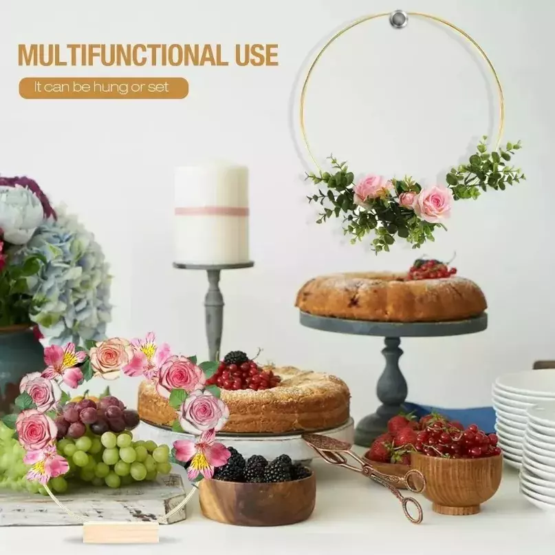 Aros Decorativos Metálicos con Base de Madera 25 cm Pack de 12-5