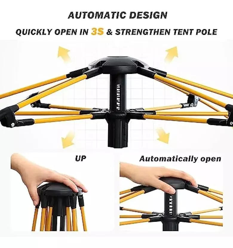 Carpa Automática 2-3 Personas Impermeable Fibra de Vidrio Ripstop-2
