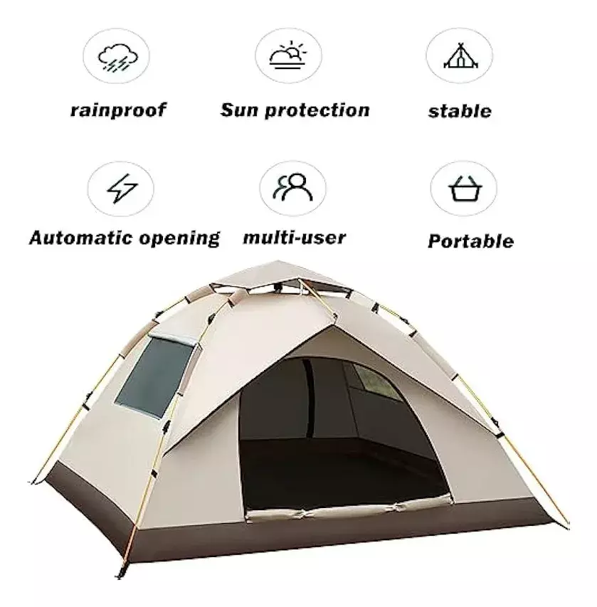 Carpa Automática 2-3 Personas Impermeable Fibra de Vidrio Ripstop-4