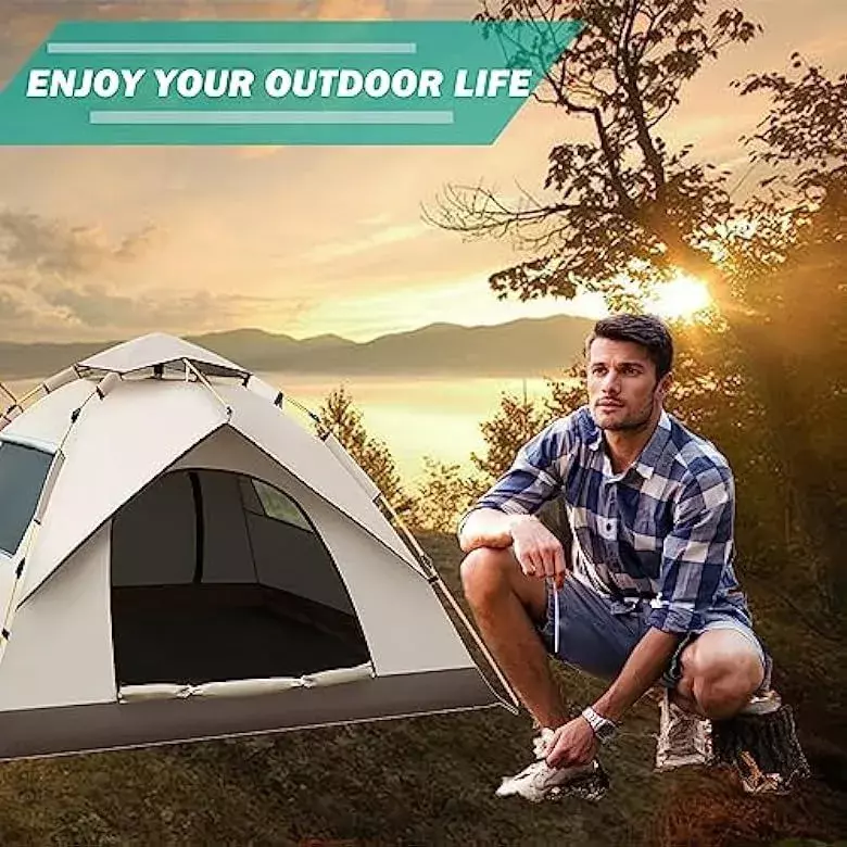 Carpa Automática 2-3 Personas Impermeable Fibra de Vidrio Ripstop-6