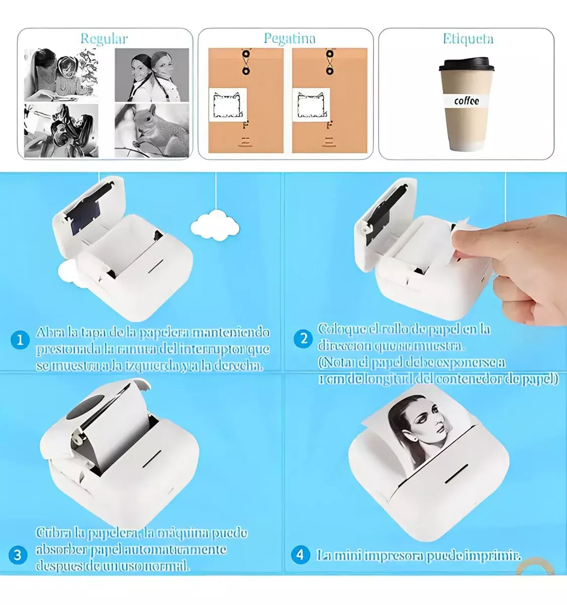 Impresora Térmica Portátil Mini Bluetooth Sin Tinta-3