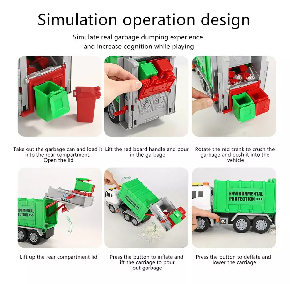 Camión de Basura Juguete Educativo Simulación Con Reciclaje-2