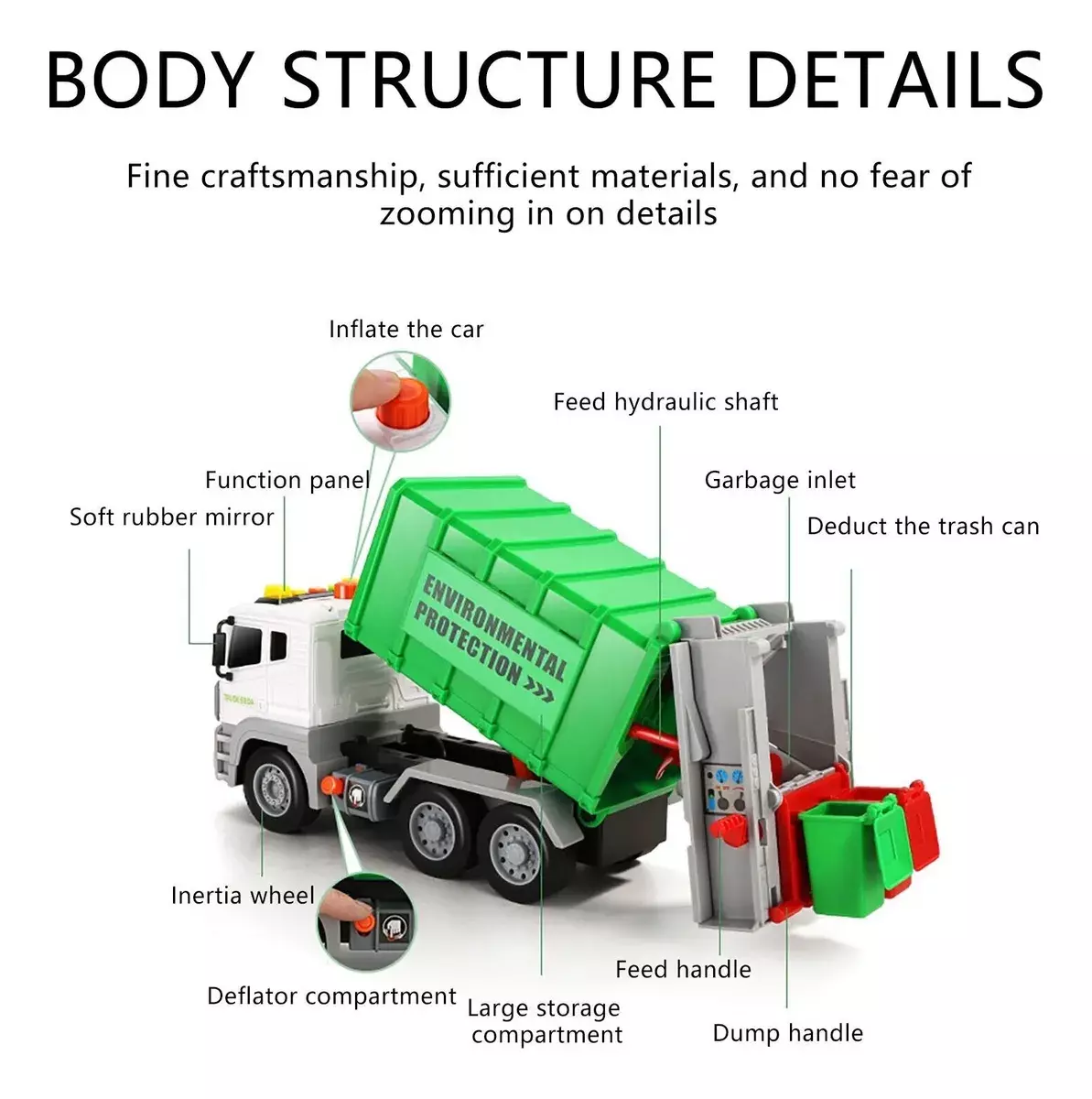 Camión de Basura Juguete Educativo Simulación Con Reciclaje-4