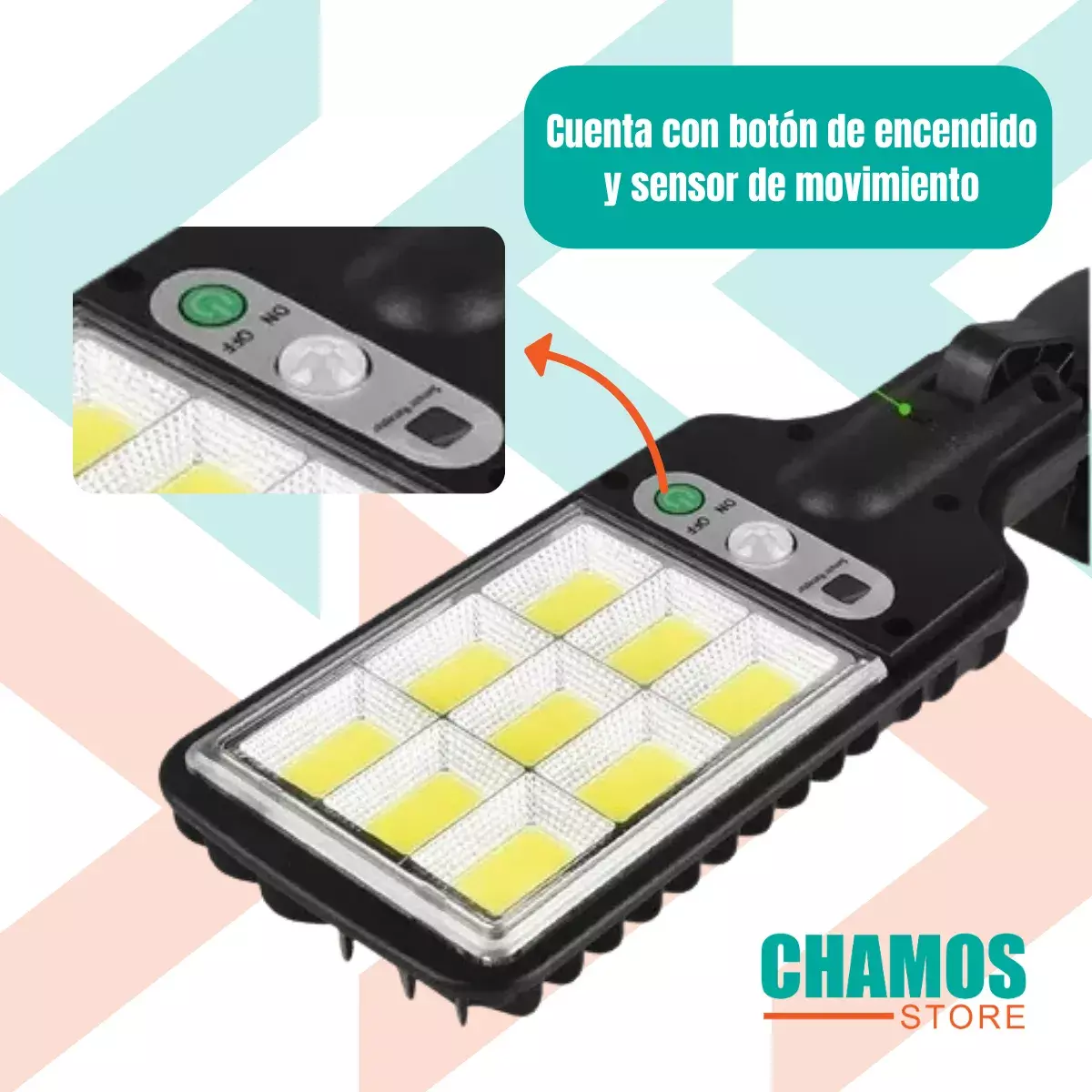 Lámpara Solar LED Sensor Movimiento 120W Impermeable Ajustable Exterior-3