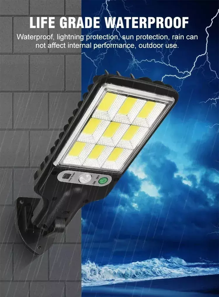 Lámpara Solar LED Sensor Movimiento 120W Impermeable Ajustable Exterior-8