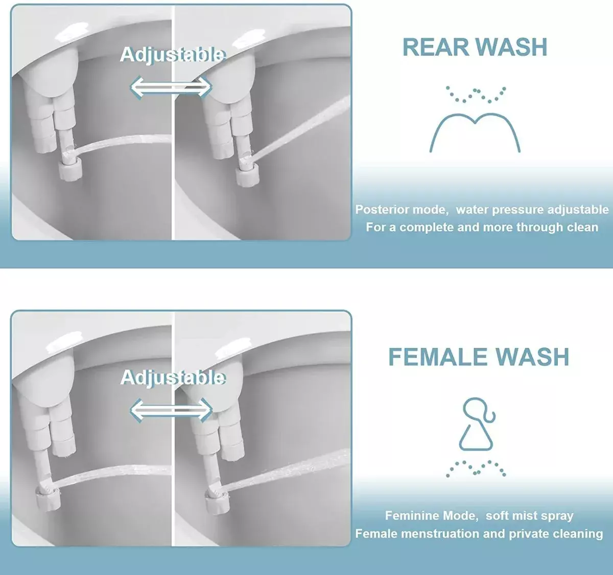 Accesorio Bidet Ultra Delgado Ajustable para WC Conexión Metálica-7