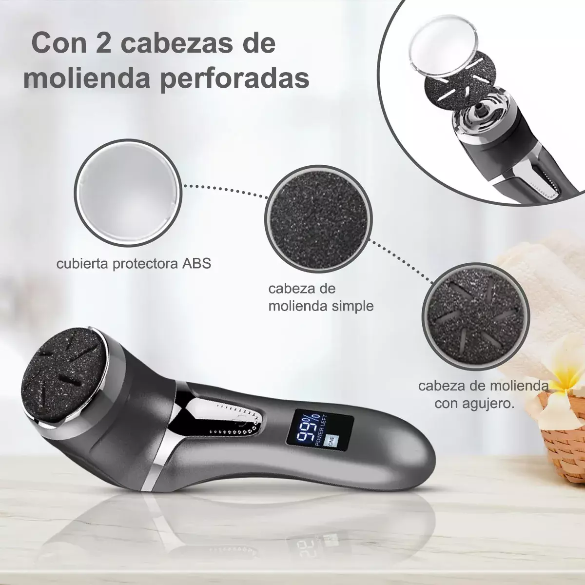 Eliminador de Callos Eléctrico USB Recargable Cabezas Intercambiables-3