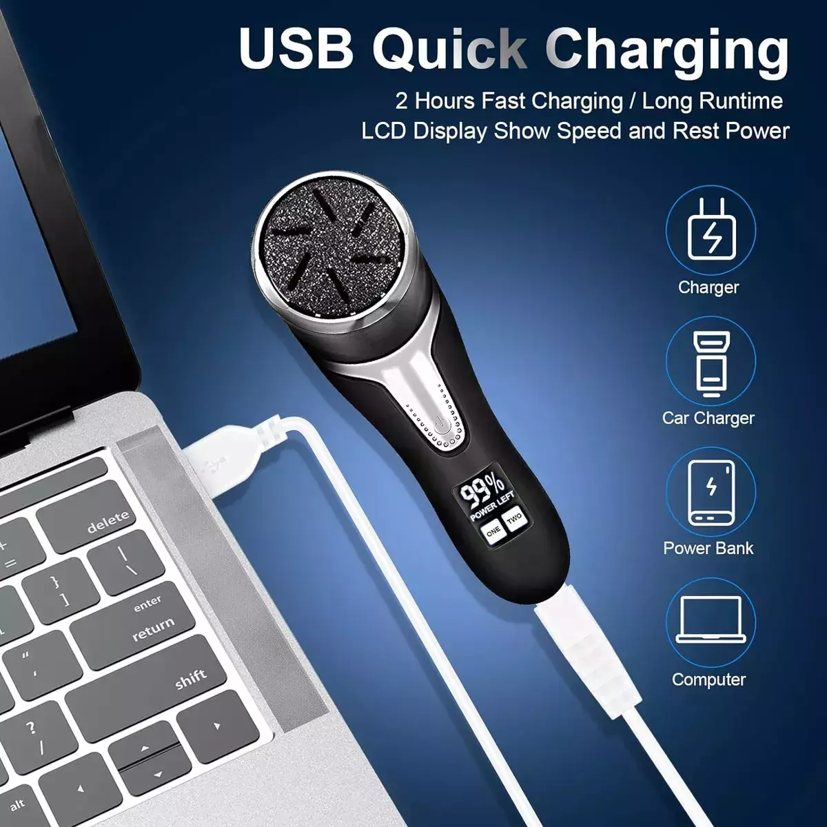 Eliminador de Callos Eléctrico USB Recargable Cabezas Intercambiables-5
