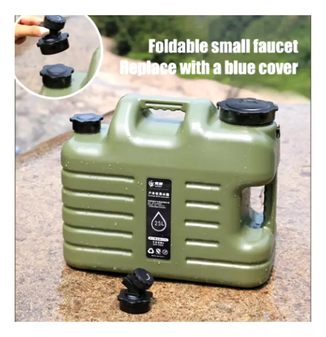 Bidón Para Agua Portátil 25L Material PE Grado Alimenticio Con Grifo Verde-3