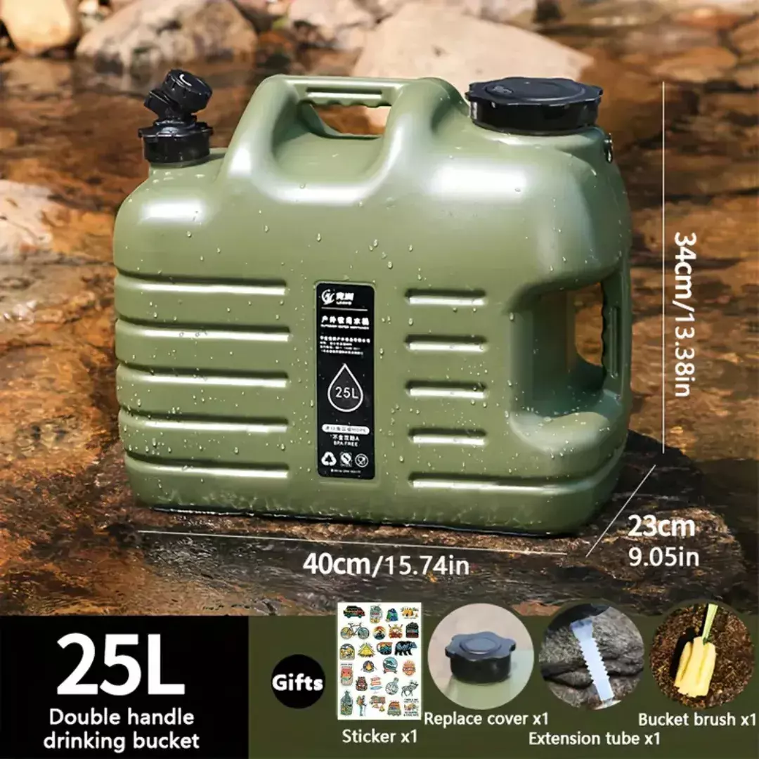 Bidón Para Agua Portátil 25L Material PE Grado Alimenticio Con Grifo Verde-5