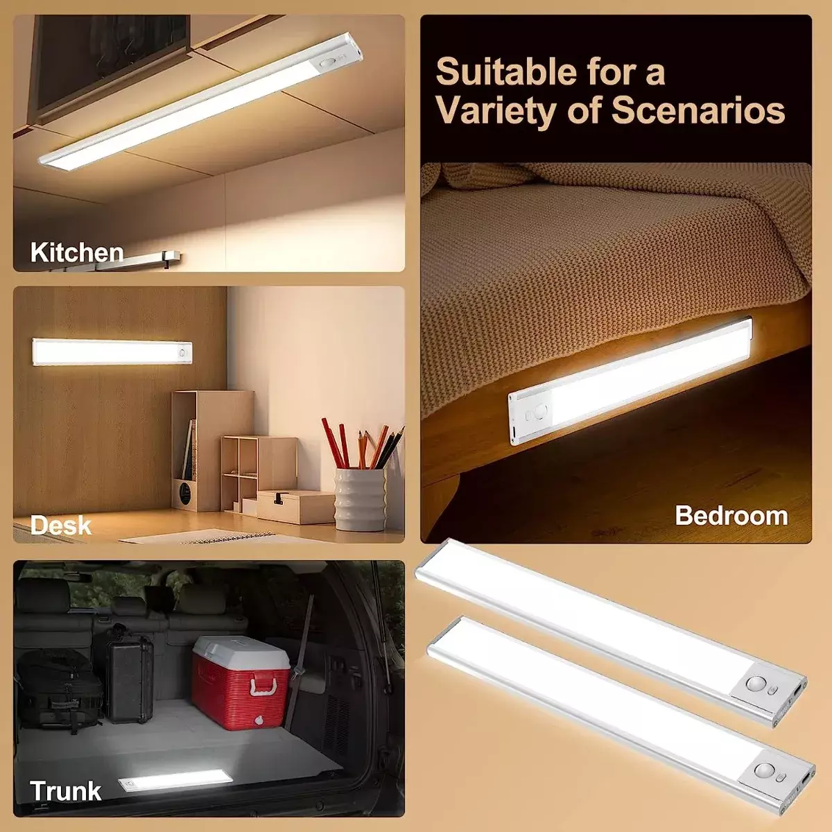 Luz LED Bajo Gabinete Recargable USB Sensor Movimiento Temperatura Ajustable-5