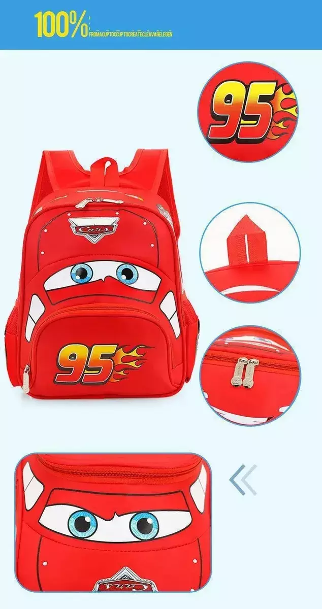 Mochila Infantil Impermeable Cars Rojo 27x13x33cm -7