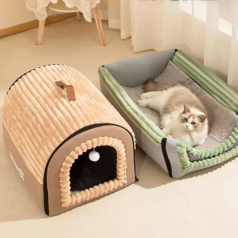 Casa para Mascotas Portátil Plegable Tela Lavable Invierno-4
