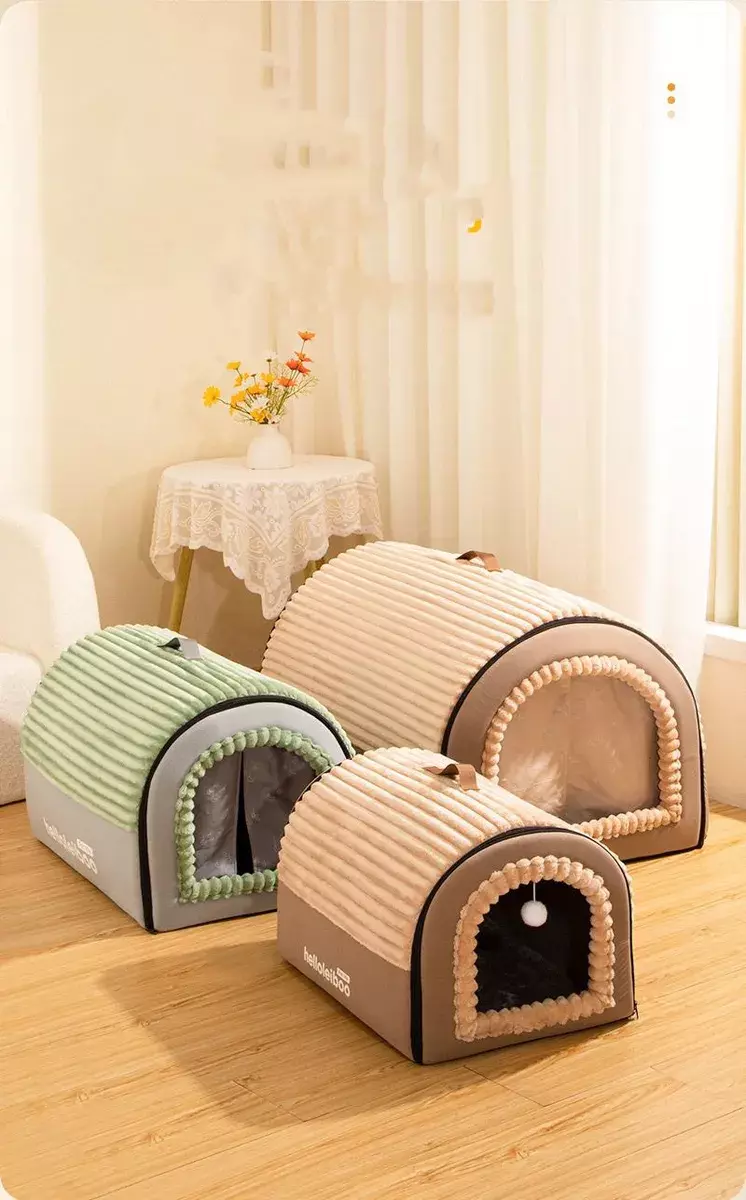 Casa para Mascotas Portátil Plegable Tela Lavable Invierno-5